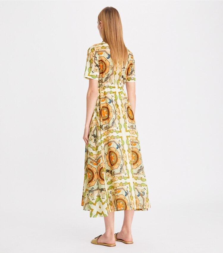 Tory Burch designer coverups Printed Cotton Shirtdress in French Cream on model back