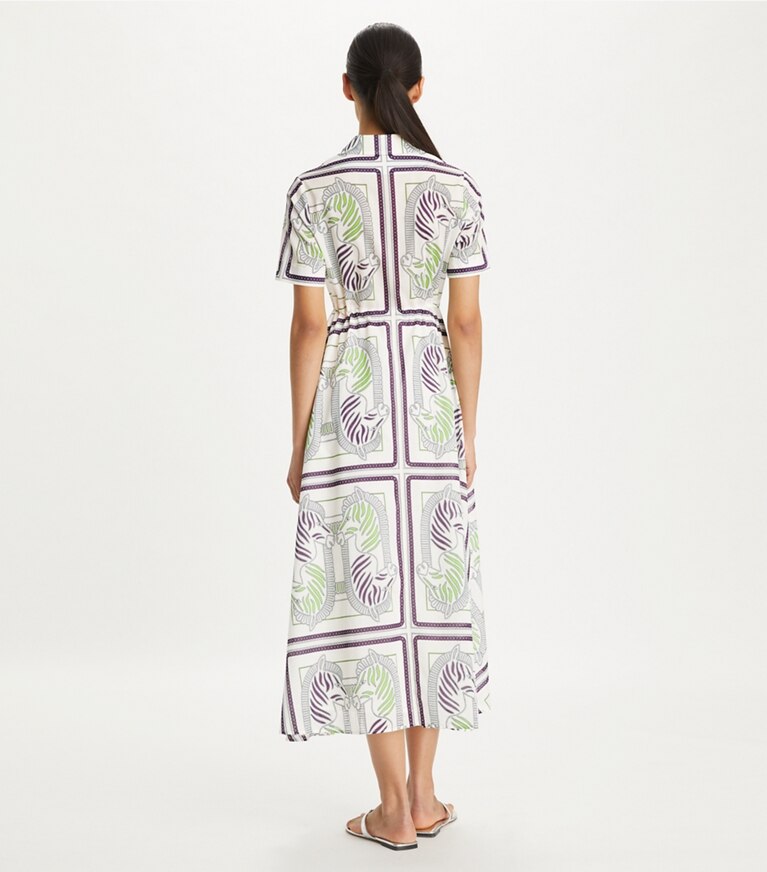 Tory Burch designer coverups Printed Cotton Shirtdress in Ivory Zebra Scarf front