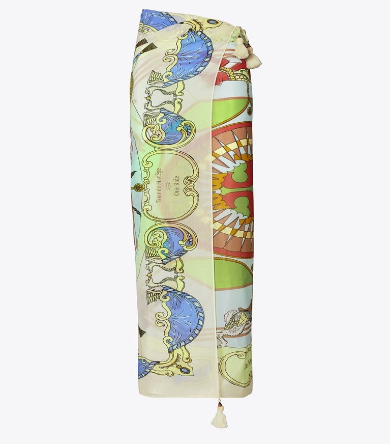 Tory Burch designer coverups Printed Cotton Silk Pareo in Mint front