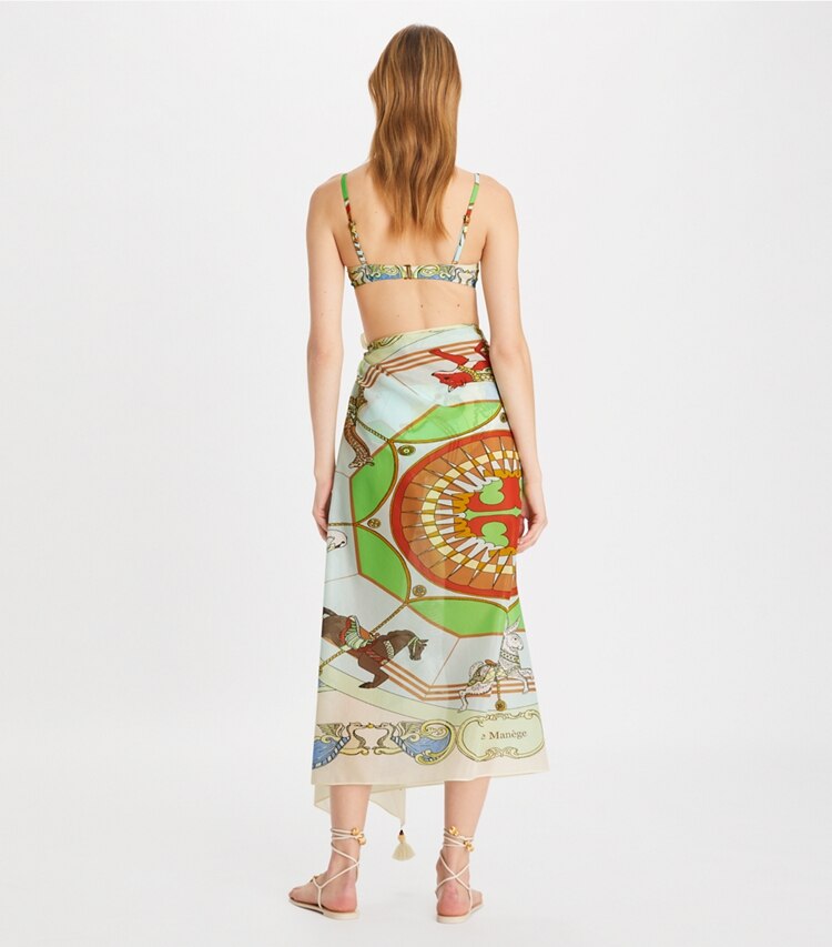 Tory Burch designer coverups Printed Cotton Silk Pareo in Mint on model back