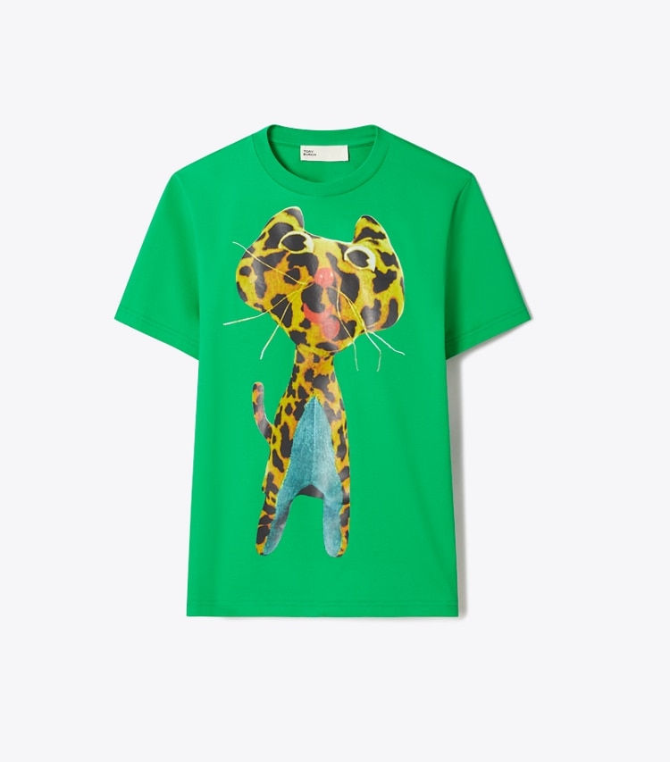 Tory Burch designer tops Printed Cotton T-Shirt in Green front