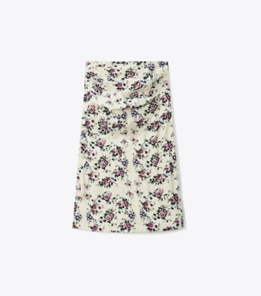 Tory Burch designer bottoms Printed Cotton Velvet Skirt in Purple Floral front