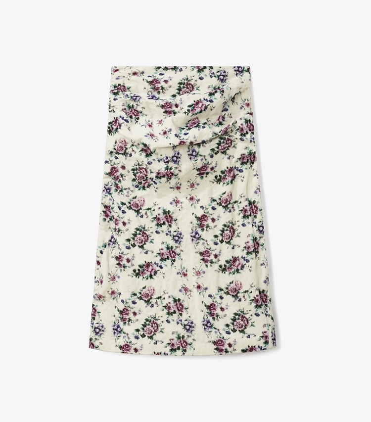 Tory Burch designer bottoms Printed Cotton Velvet Skirt in Purple Floral front
