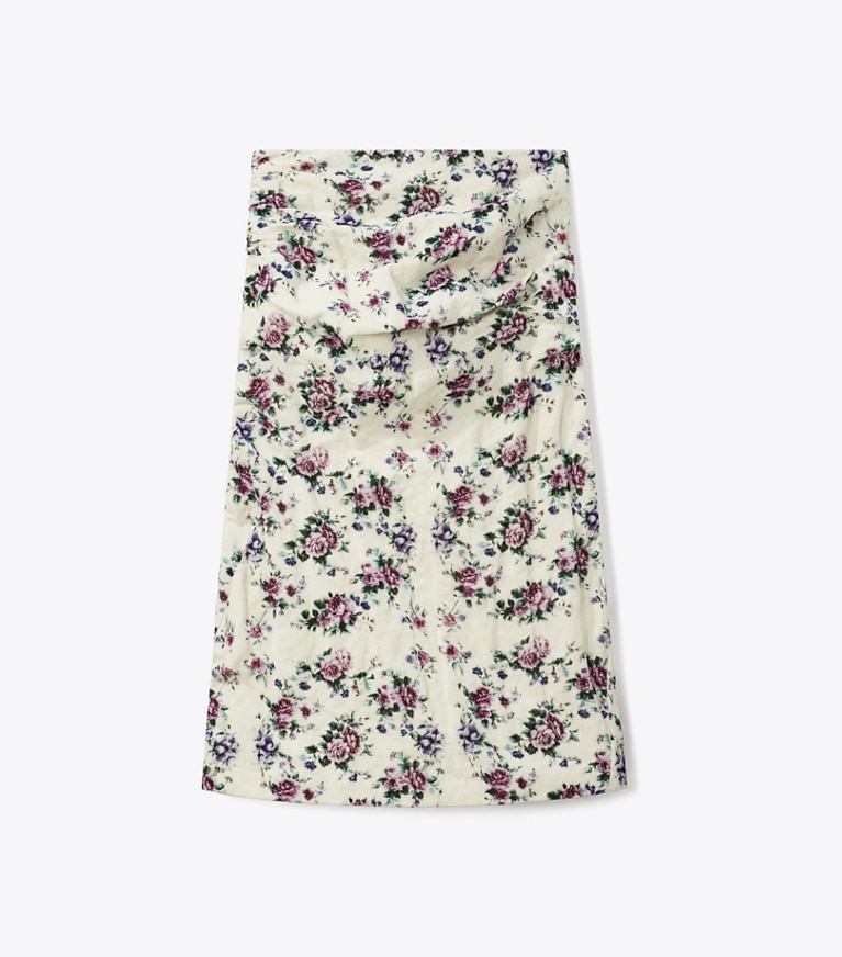 Tory Burch designer bottoms Printed Cotton Velvet Skirt in Purple Floral front