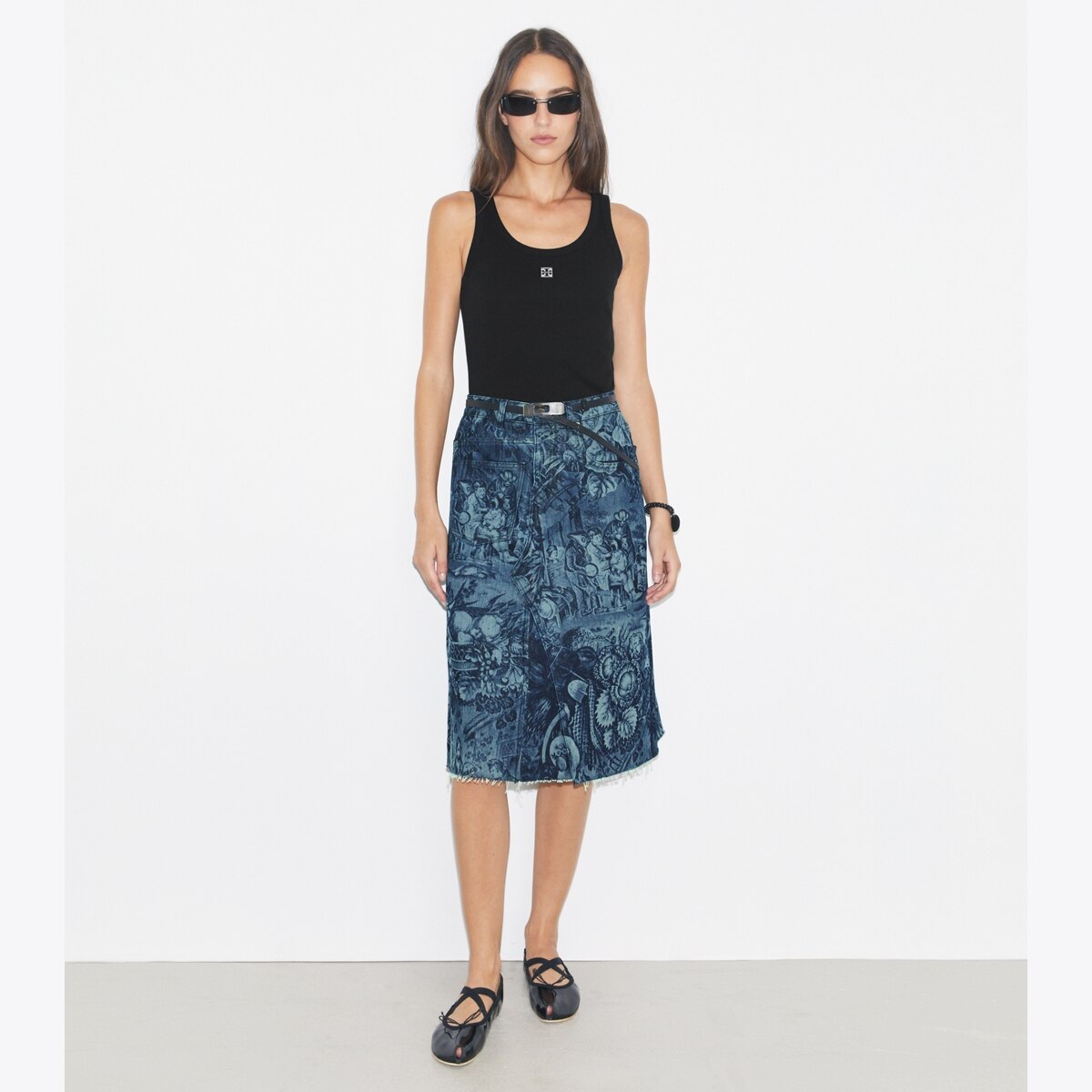 キャット猫！送料&関税込★Tory Burch★CAT PRINTED DENIM SKIRT Tory Burch cat-print Denim Skirt | White | FARFETCH