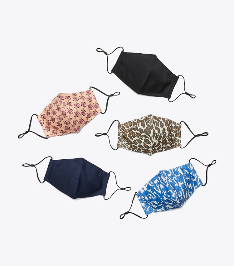 Tory Burch designer face masks Printed Face Mask, Set of 5-Pack in SEASONAL PRINT (MASK 2022) front