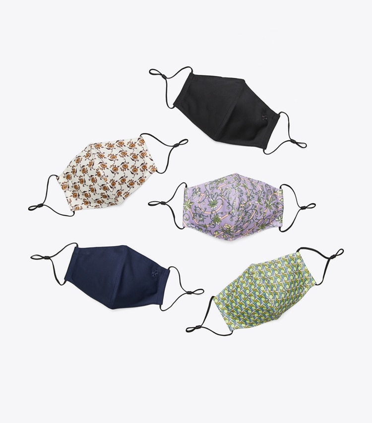 Tory Burch designer face masks Printed Face Mask, Set of 5-Pack in SEASONAL PRINT (MASK 2022) front