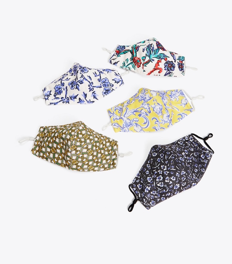 Tory Burch designer face masks Printed Face Mask, Set of 5-Pack in SEASONAL PRINT front