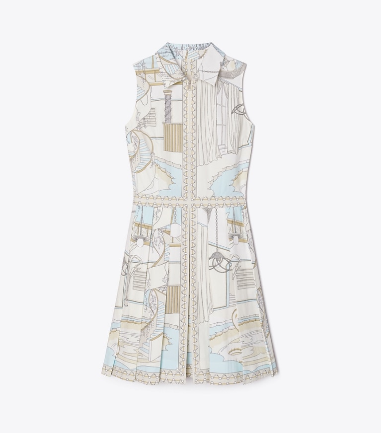 Tory Burch designer dresses Printed Golf Dress in The Pool Beige front