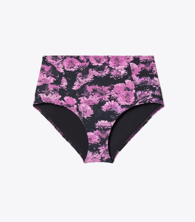 Tory Burch designer two pieces Printed High-Waist Bikini Bottom in Pink Pixel Floral front