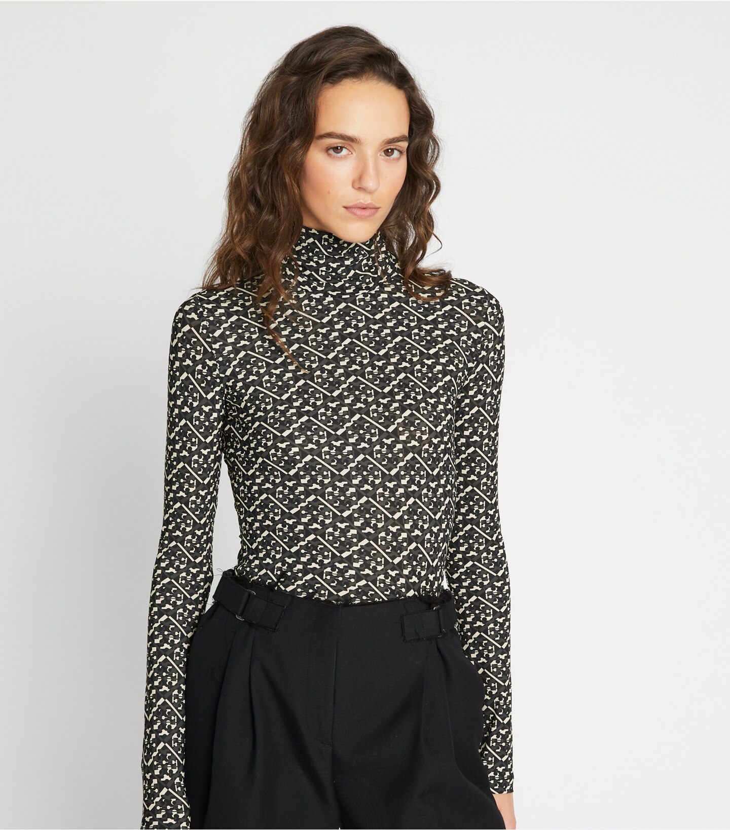 Printed Jersey Mockneck Shirt