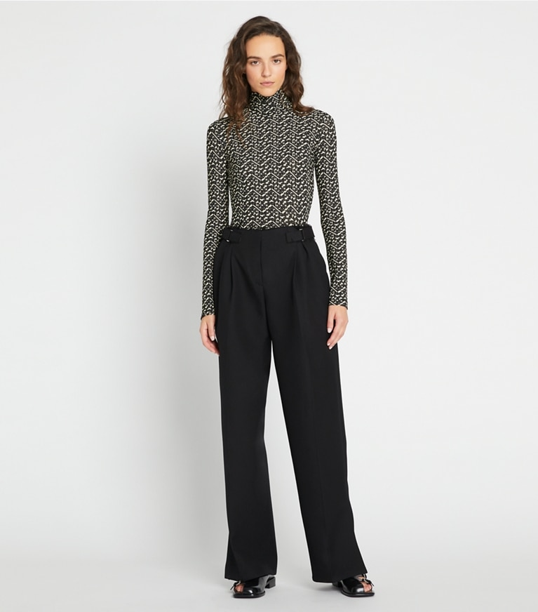 Tory Sport designer tops Printed Jersey Mockneck Shirt in Mini Prismatic T Monogram front