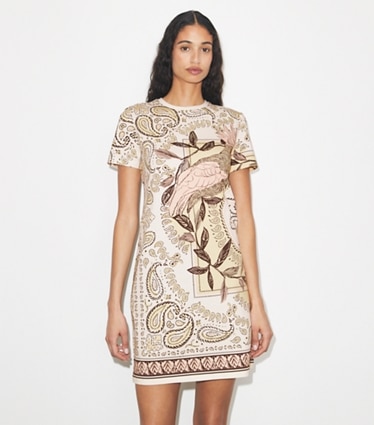 OP226：Tory Burch シルクフロント Tシャツ ミニドレス TORY BURCH（トリーバーチ） ドレス シルクフロント ポロドレス