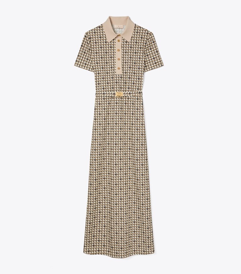 Printed Knit Poplin Polo Dress: Women's Designer Dresses | Tory Burch