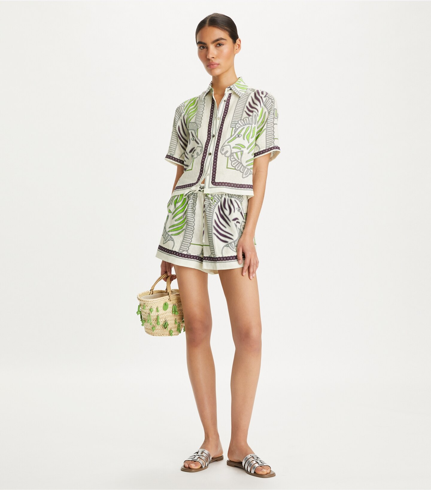 Printed Linen Camp Shirt
