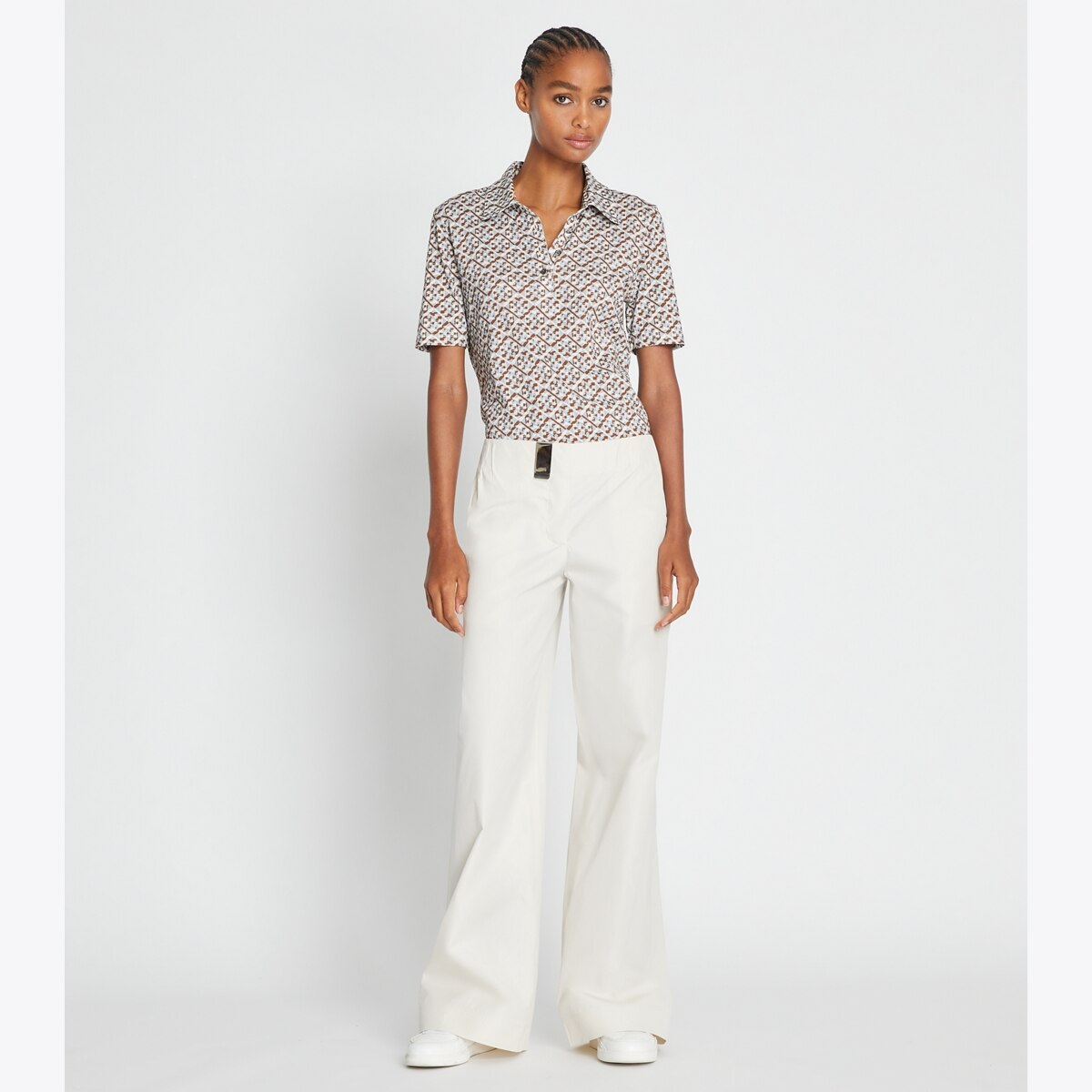 Printed Mercerized Cotton Polo: Women's Designer Tops | Tory Printed Mercerized Cotton Polo: Women's Designer Tops | Tory