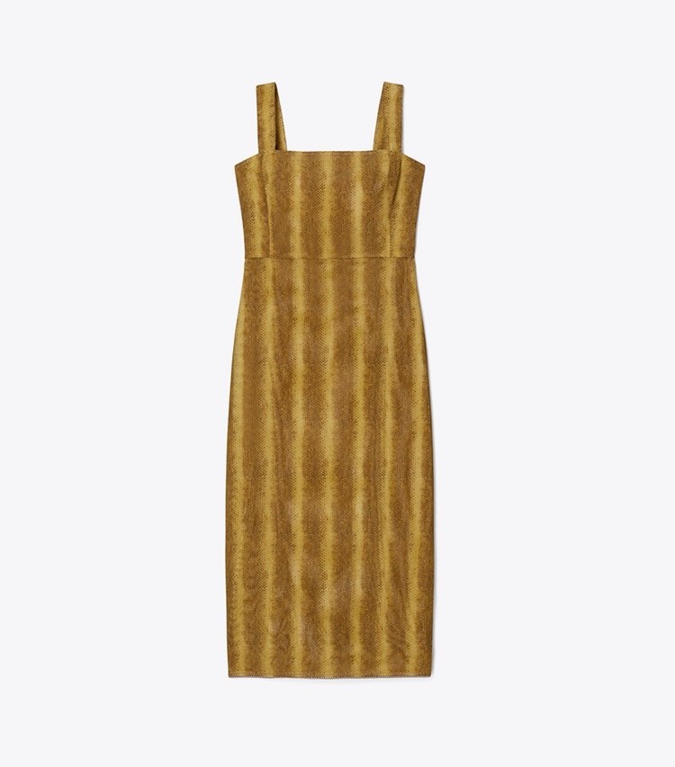 Tory Burch designer dresses Printed Mesh Dress in Brown Snake-Print front