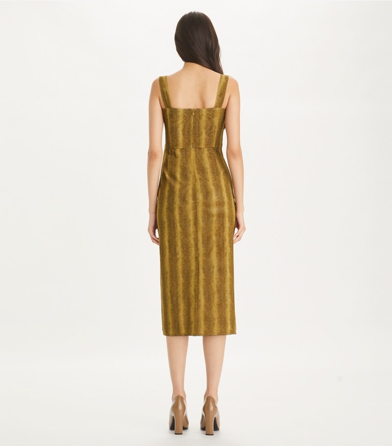 Tory Burch designer dresses Printed Mesh Dress in Brown Snake-Print front