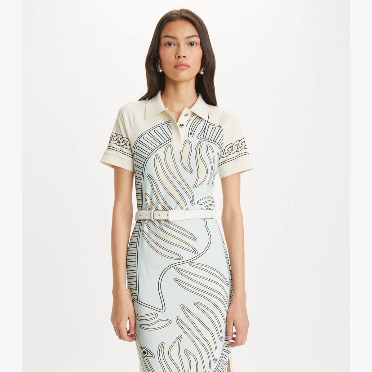 Printed Mesh Polo Dress: Women's Clothing | Dresses | Tory Burch EU