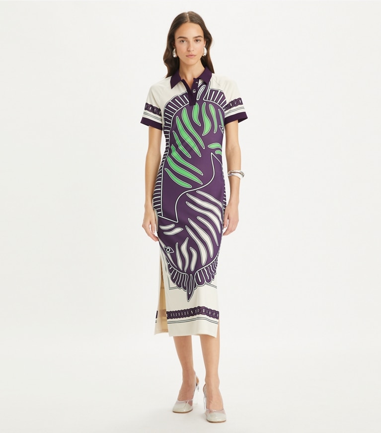 Printed Mesh Polo Dress: Women's Designer Dresses | Tory Sport