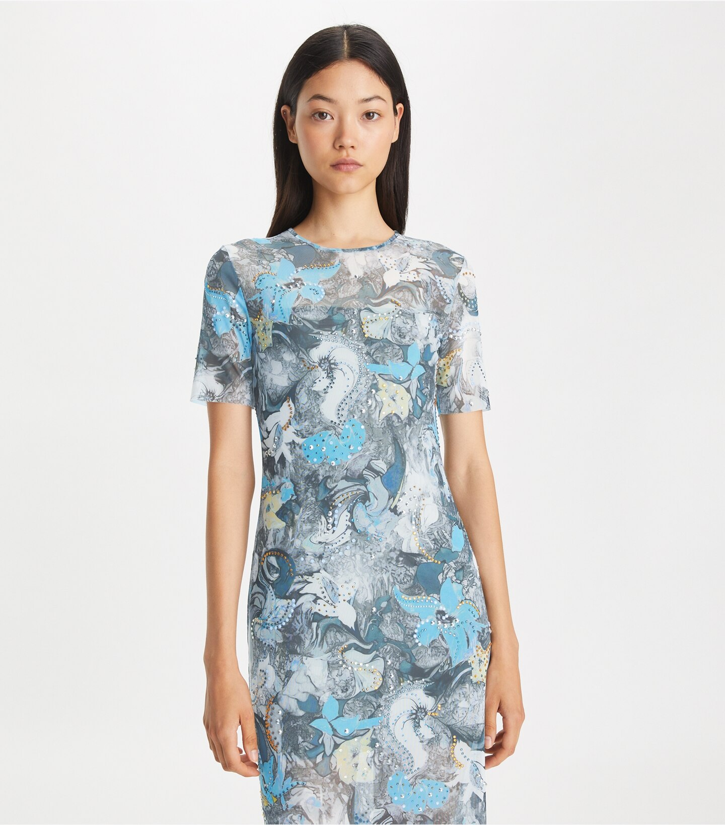 Printed Mesh T-Shirt Dress