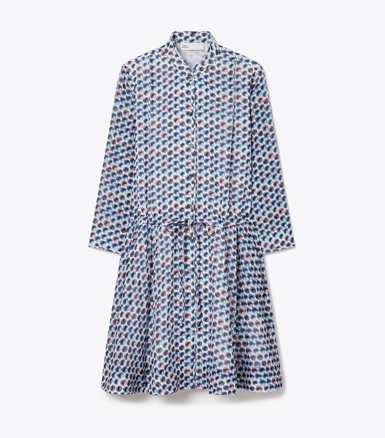 Tory Burch designer strandmode Printed Mini Shirtdress in Blue Candy Dots front