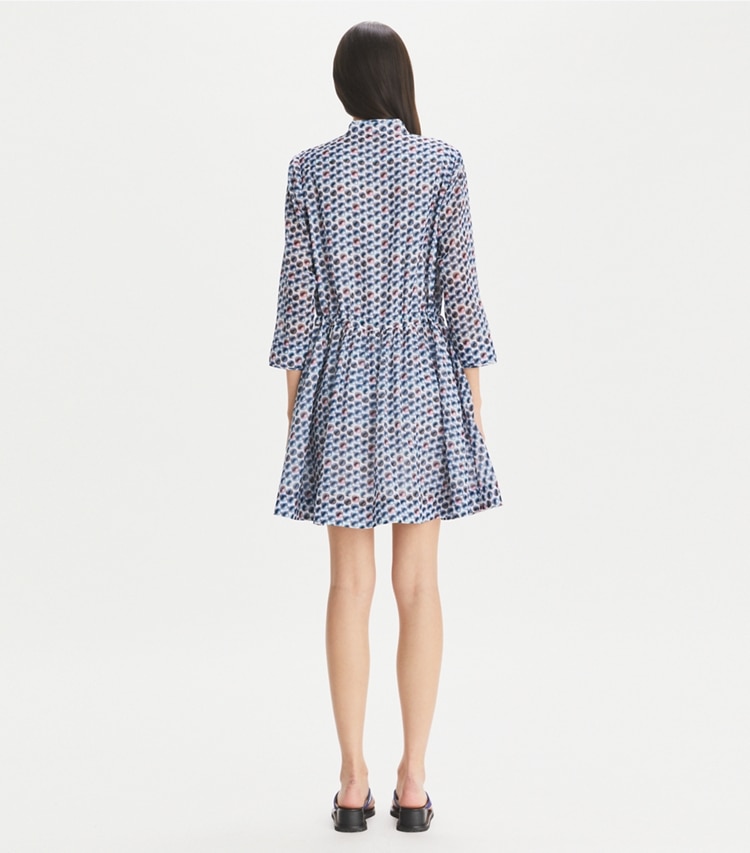 Tory Burch designer strandmode Printed Mini Shirtdress in Blue Candy Dots on model back