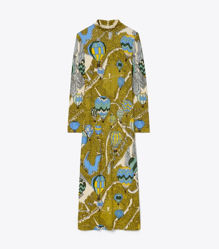 Printed Mockneck Dress: Women's Designer Dresses | Tory Burch