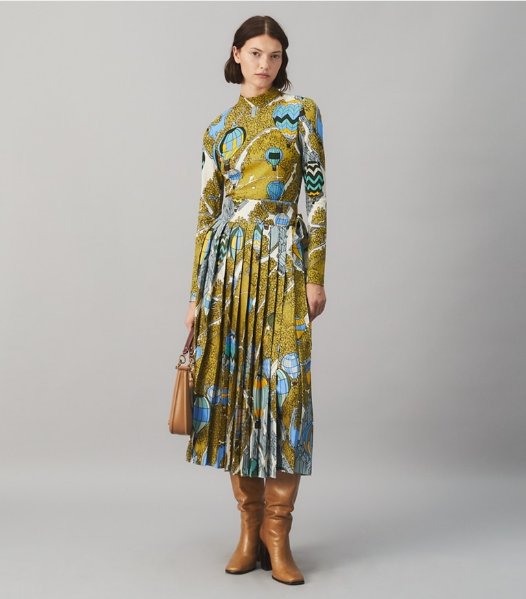 Tory Burch designer tops Printed Mockneck Top in BALLOONS IN THE SKY front