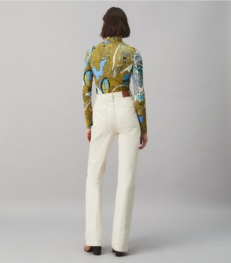 Tory Burch designer tops Printed Mockneck Top in BALLOONS IN THE SKY front