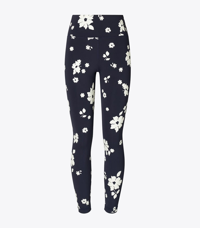 Tory Burch designer bottoms Printed Nylon Legging in Medium Navy Contrast Floral front
