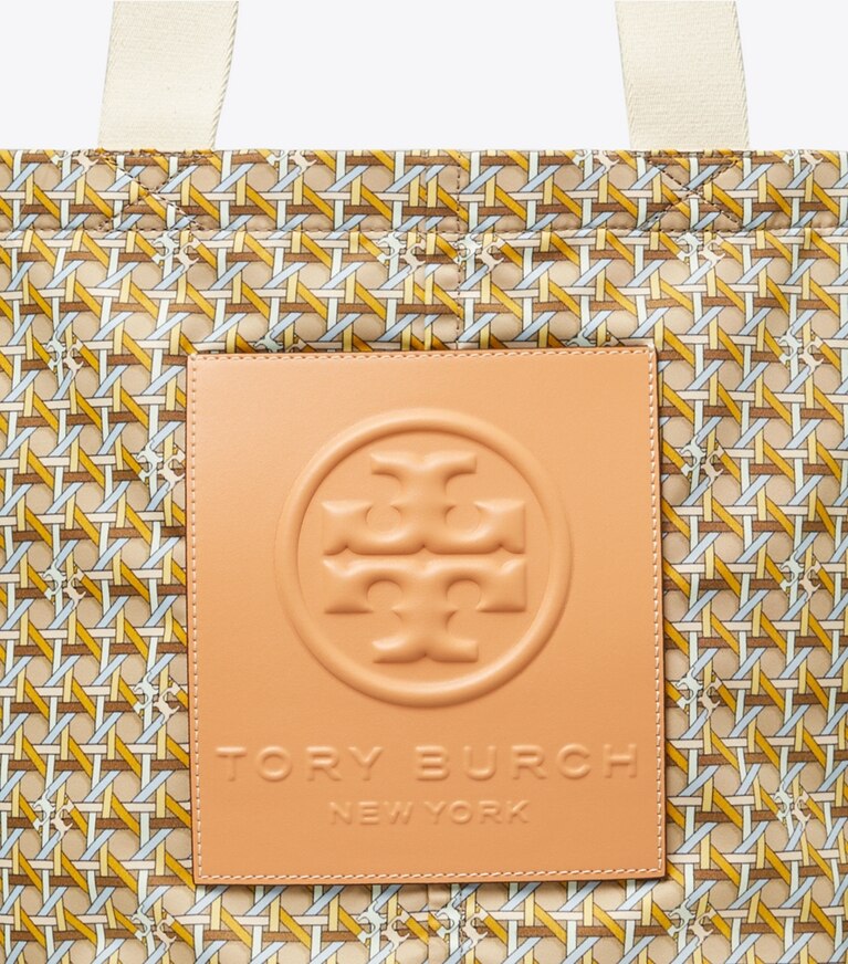 Tory Burch designer tote bags Printed Nylon Small Tote in SILVER FAWN BASKETWEAVE angle