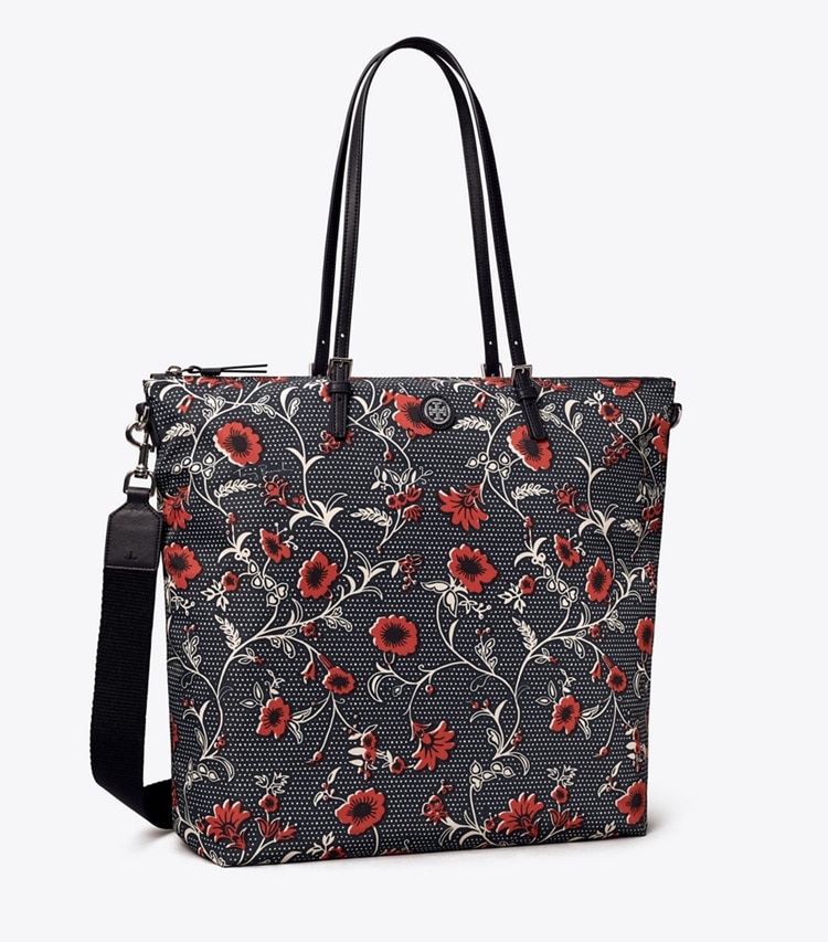Tory Burch designer tote bags Printed Nylon Tote Bag in RETRO BLOCK PRINT angle