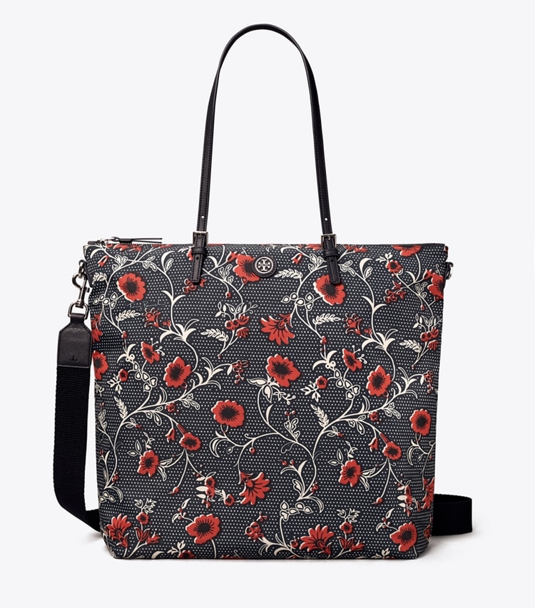 Tory Burch designer tote bags Printed Nylon Tote Bag in RETRO BLOCK PRINT front