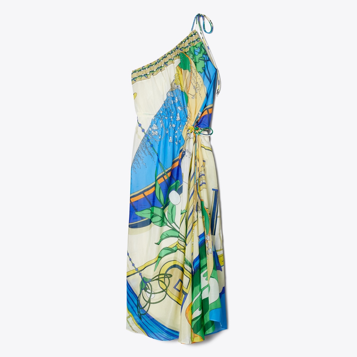 PRINTED ONE-SHOULDER COTTON DRESS