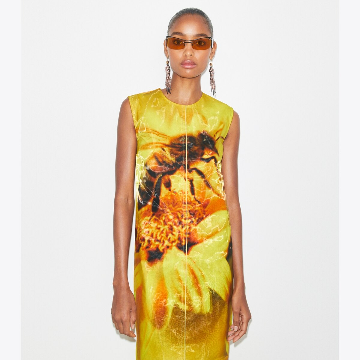 ワンピース TORY BURCH Woman Dress Beige 148304 927 Printed Organza Dress: Women's Designer Dresses | Tory Burch
