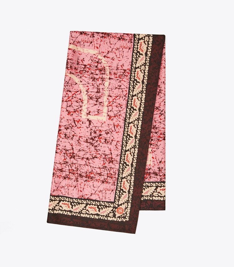 Tory Burch designer scarves Printed Oversized Silk Square Scarf in Pink Batik folded