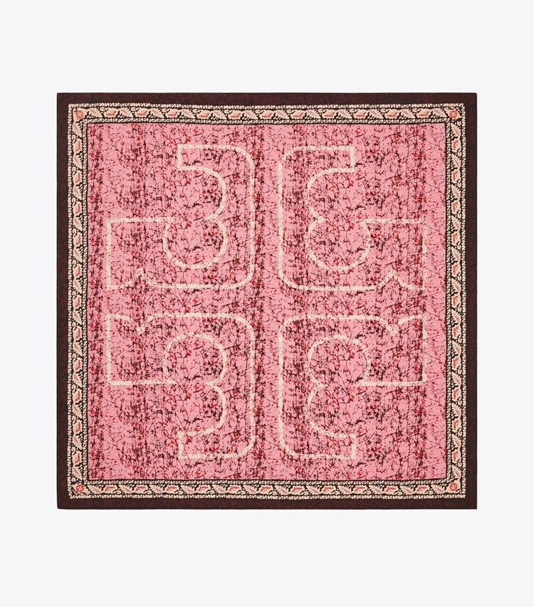 Tory Burch designer scarves Printed Oversized Silk Square Scarf in Pink Batik overhead