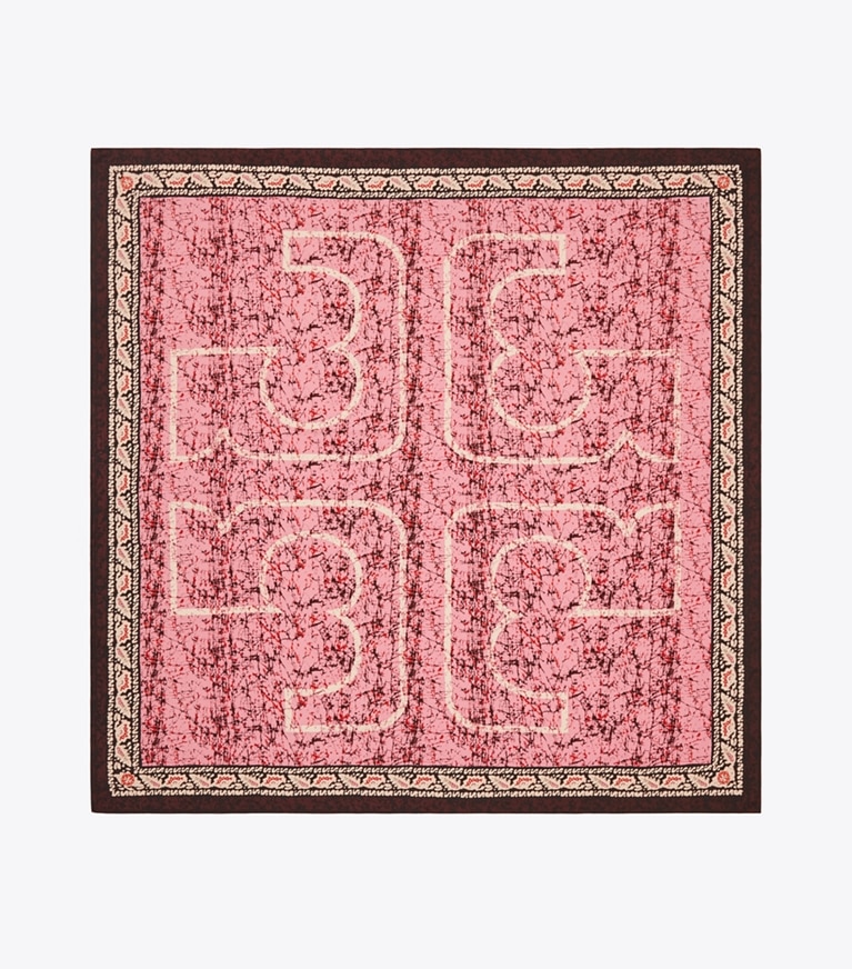 Tory Burch designer scarves Printed Oversized Silk Square Scarf in Pink Batik overhead
