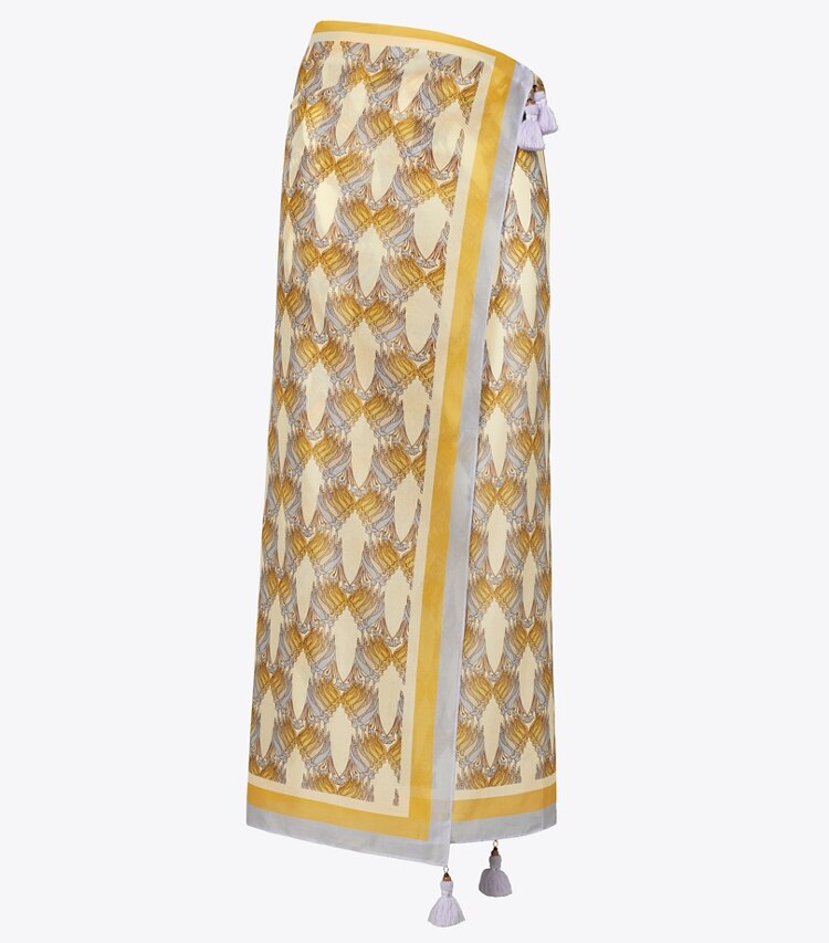 Tory Burch designer coverups Printed Pareo in SAND DECO CRANE GEO front