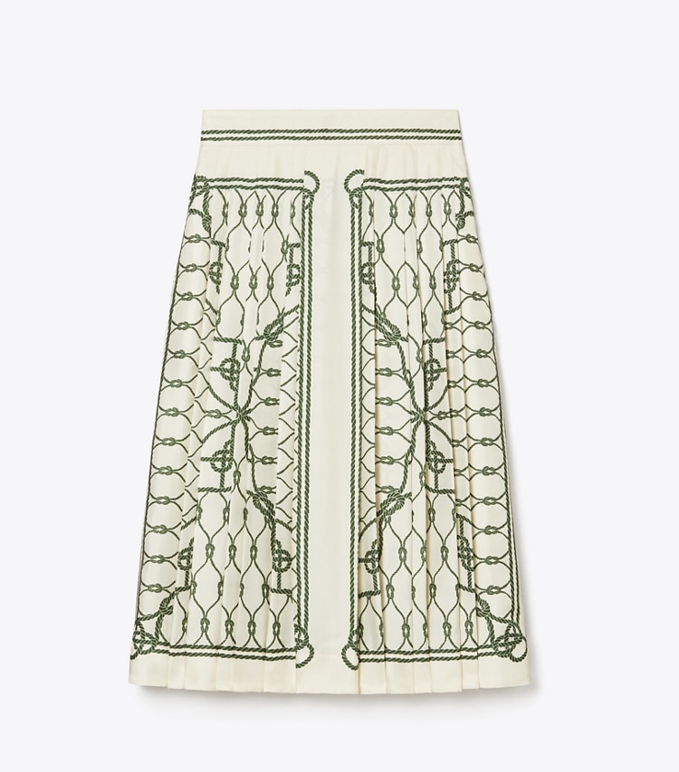 PRINTED PLEATED SILK SKIRT