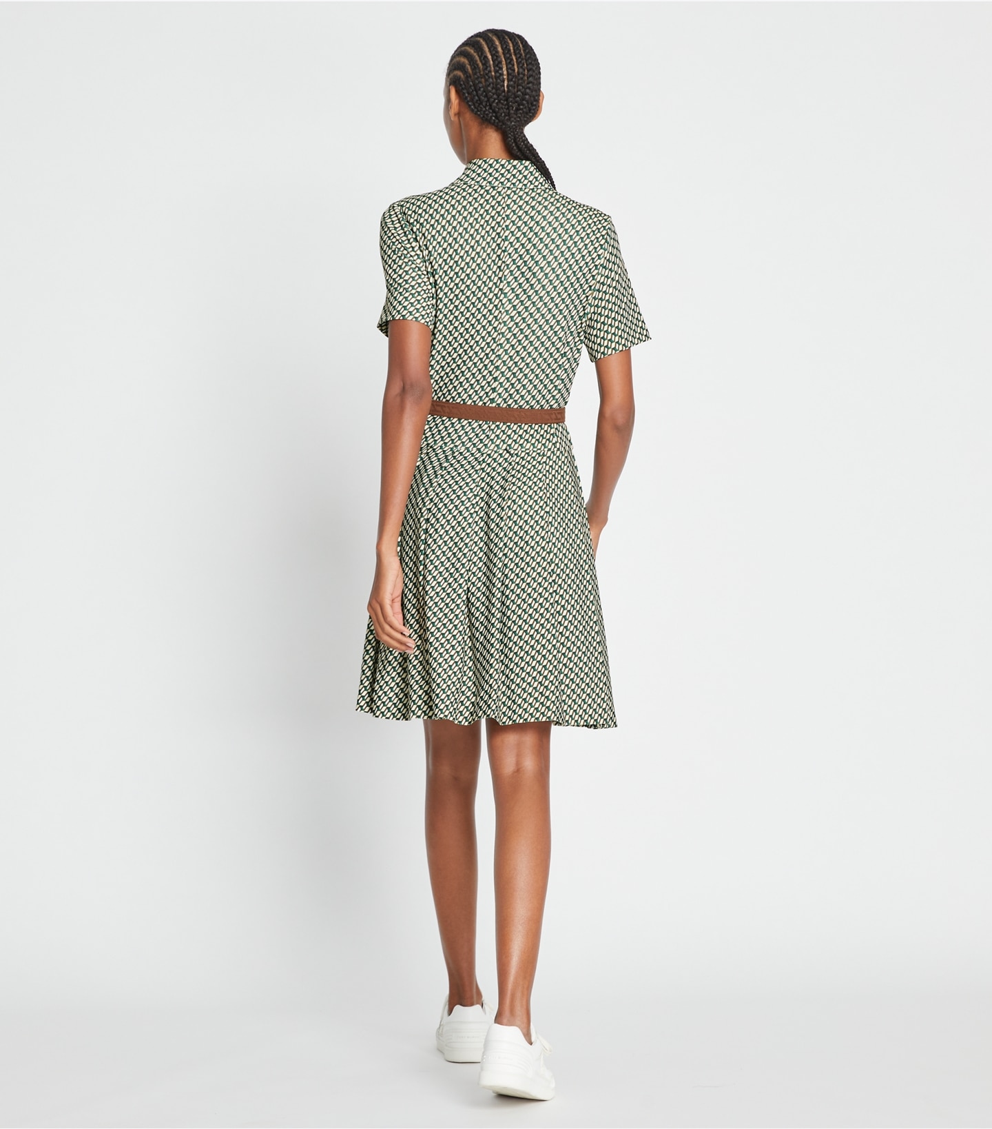 Printed Pleated Zip-Front Golf Dress