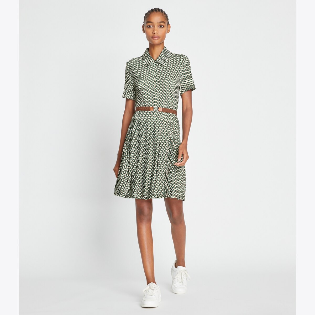 お気にいる Pleated Printed Zip-Front Designer Women's Dress: Golf レディースウェア