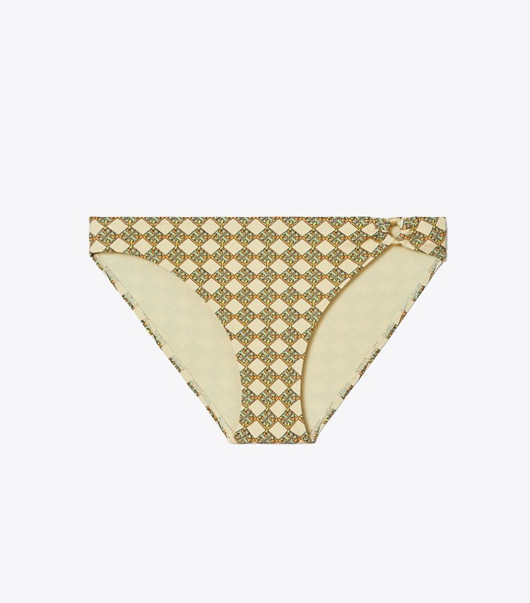 Tory Burch designer two pieces Printed Ring Hipster Bikini in 3D Checkered Logo Lime front