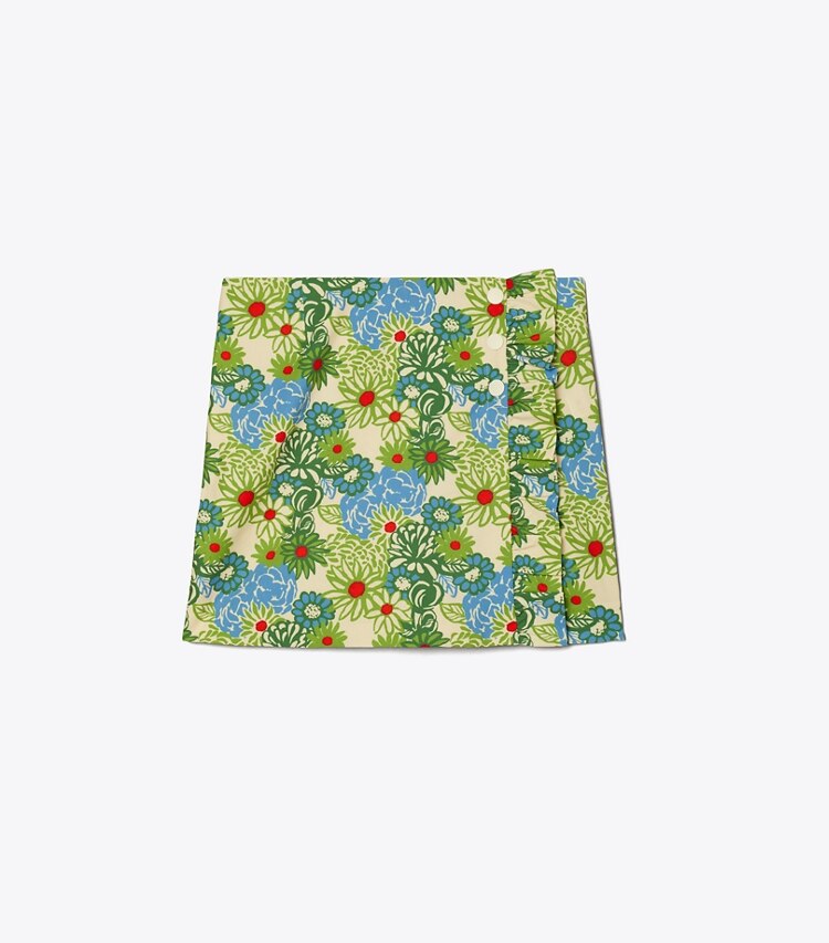 Tory Sport designer bottoms Printed Ruffle Skort in New Ivory Pompon Daisy front