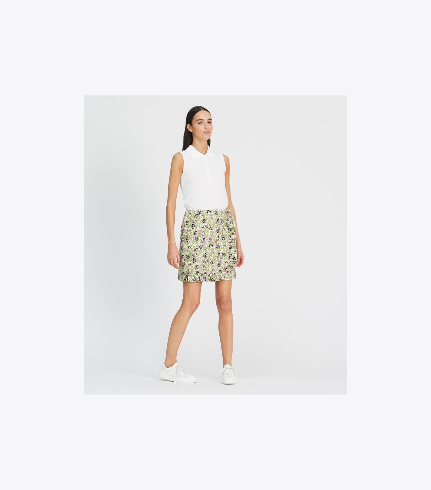 Printed Ruffle Twill Golf Skirt