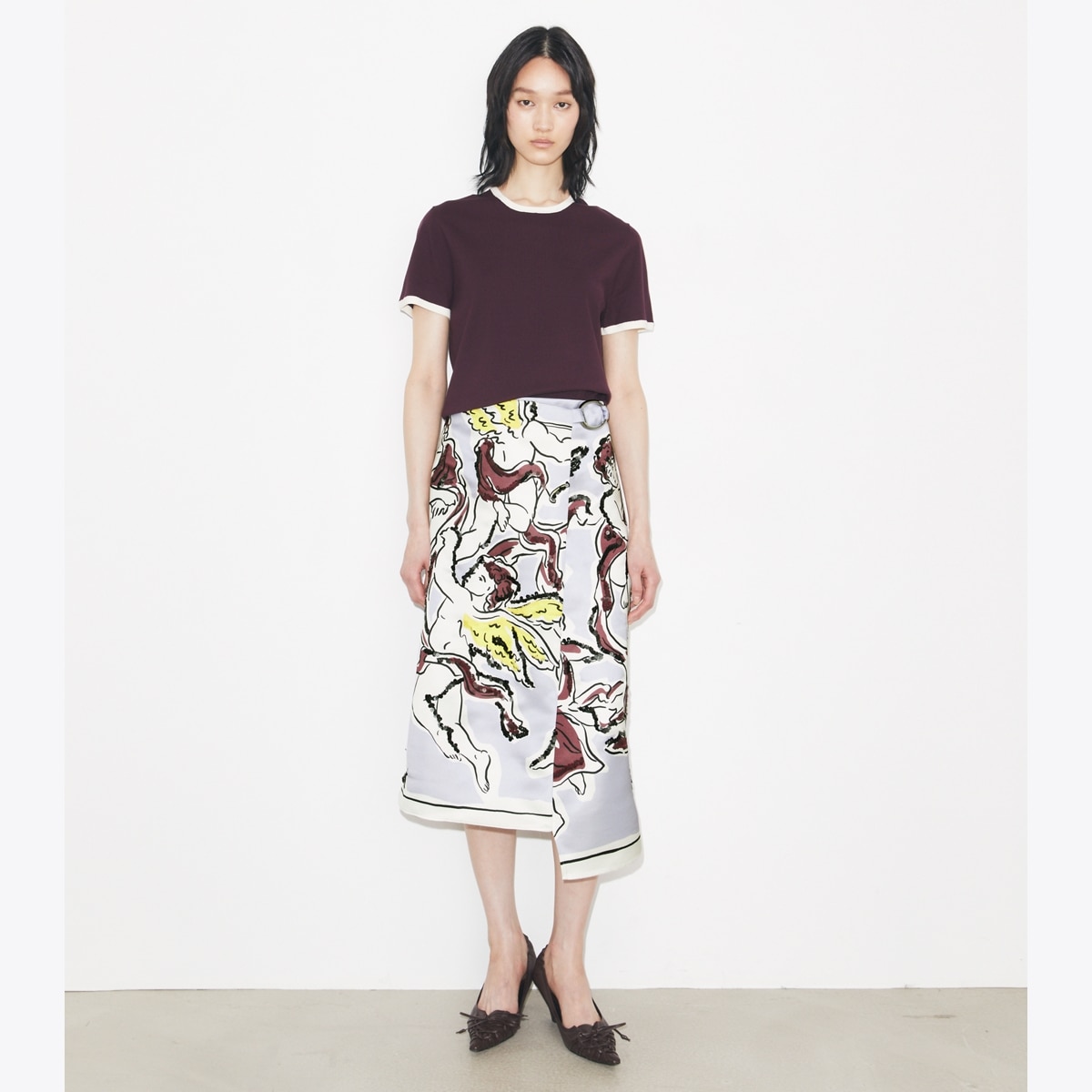 Printed Satin Skirt: Women's Designer Bottoms | Tory Burch