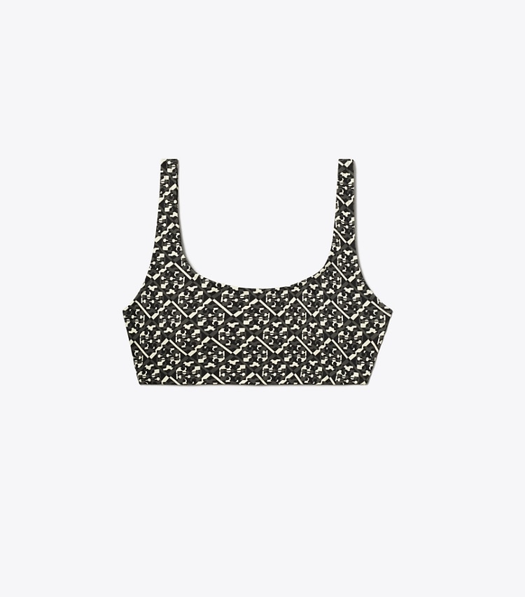 Tory Sport designer sports bras Printed Scoop-Back Bra in Mini Prismatic T Monogram front