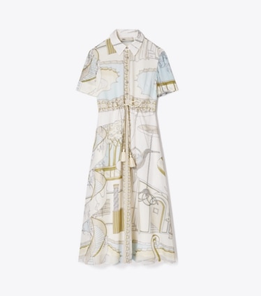 Tory Burch designer ワンピース プリント シャツドレス in Neutral Pool front