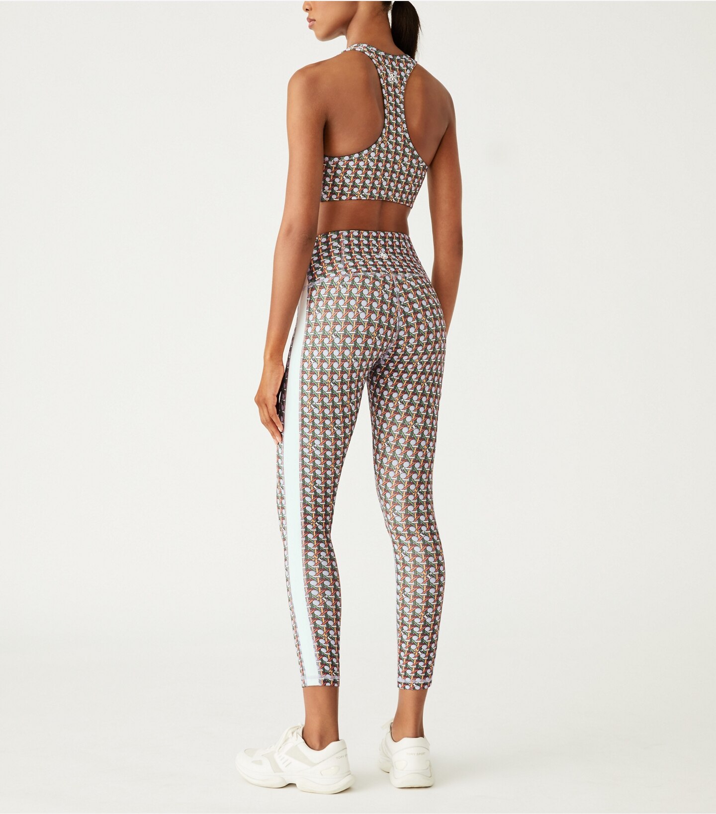 Printed Side-Stripe Racerback Bra